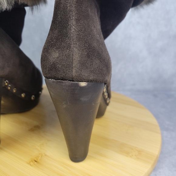 Michael Kors Brown Parker Faux Fur Leather high heels Booties Size 9M - Picture 7 of 14